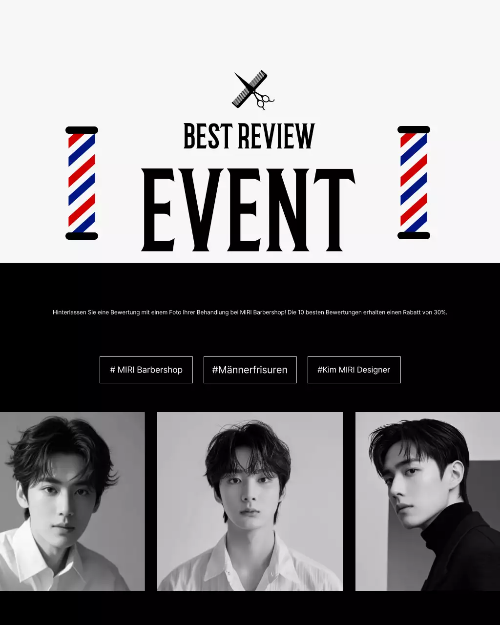 Graue moderne Barbershop-Werbung