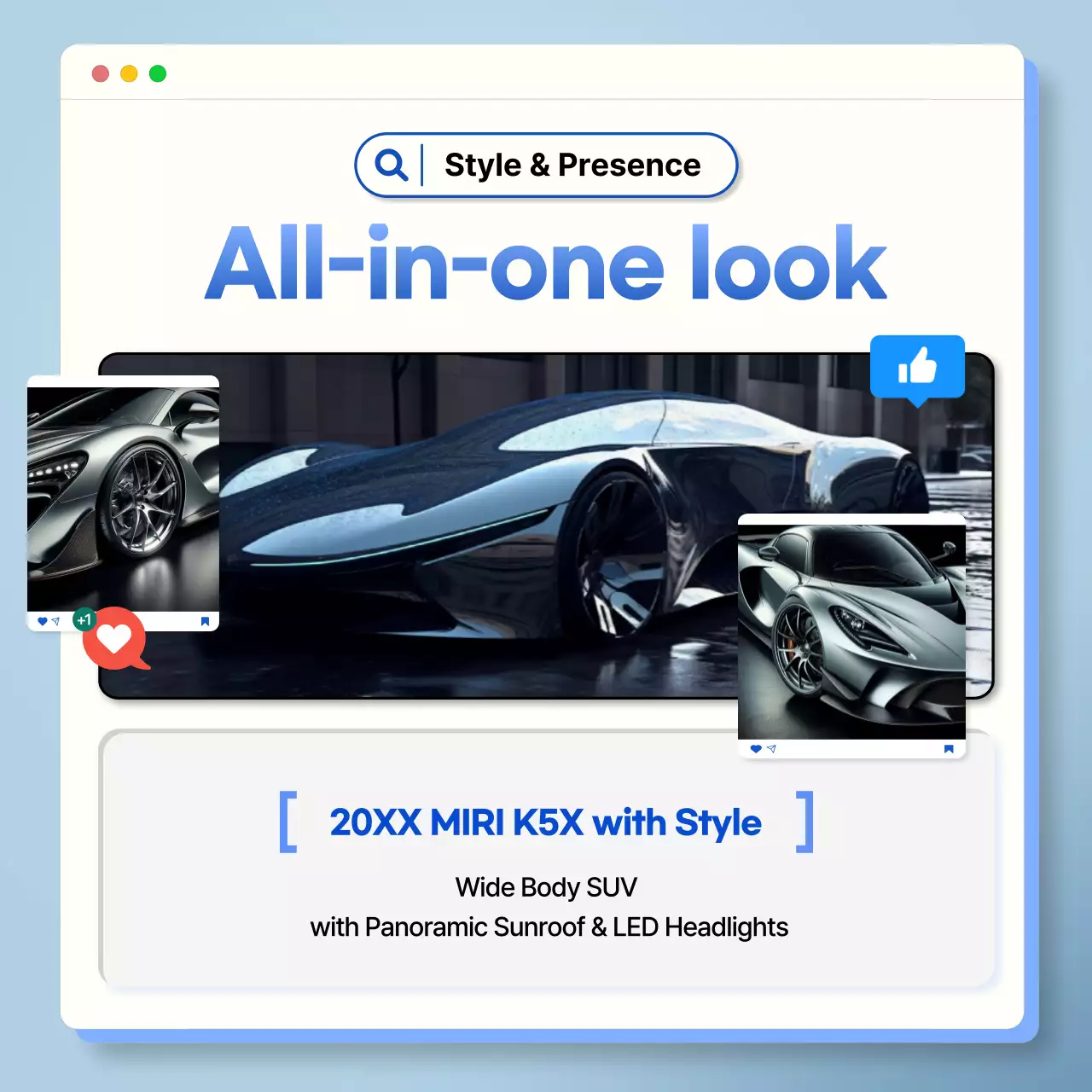 blue modern hybrid cars advertisement