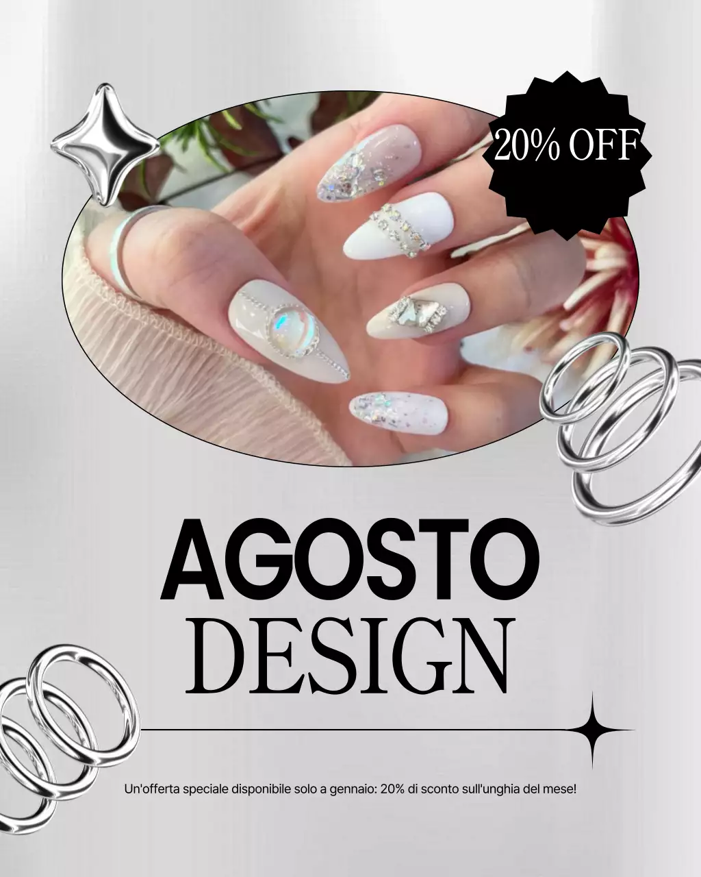 Promozione nail art moderna in bianco e nero