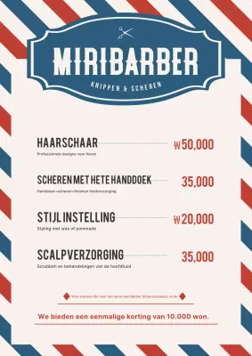 Blauwe Vintage Kapperswinkel Menu