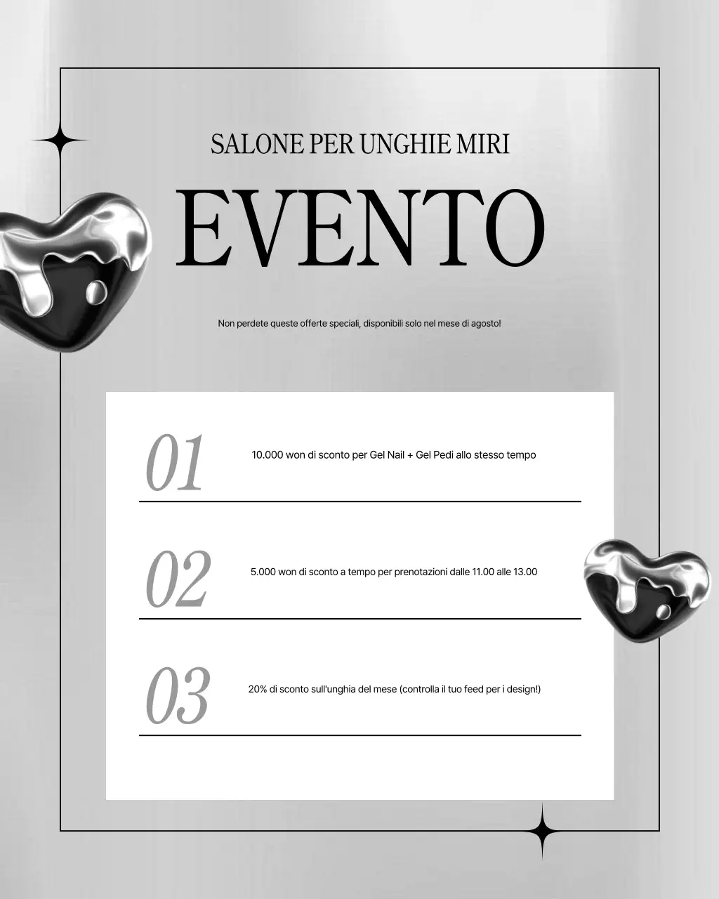 Promozione nail art moderna in bianco e nero