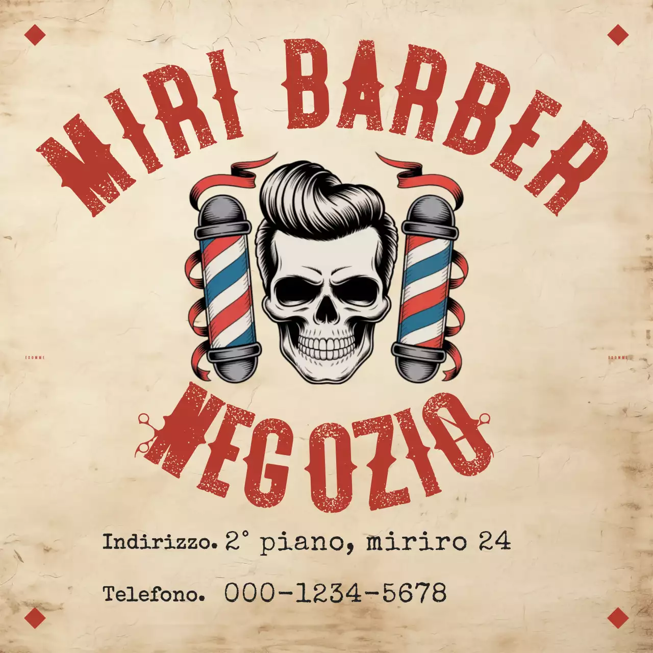 Logo vintage beige del barbiere