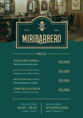 Menù del salone di bellezza Green Vintage