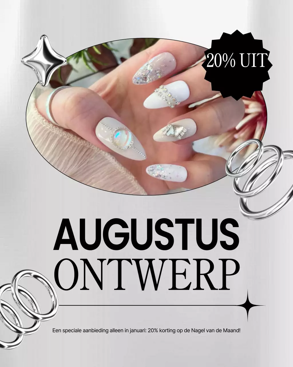 Promotie van moderne zwart-witte nagelkunst