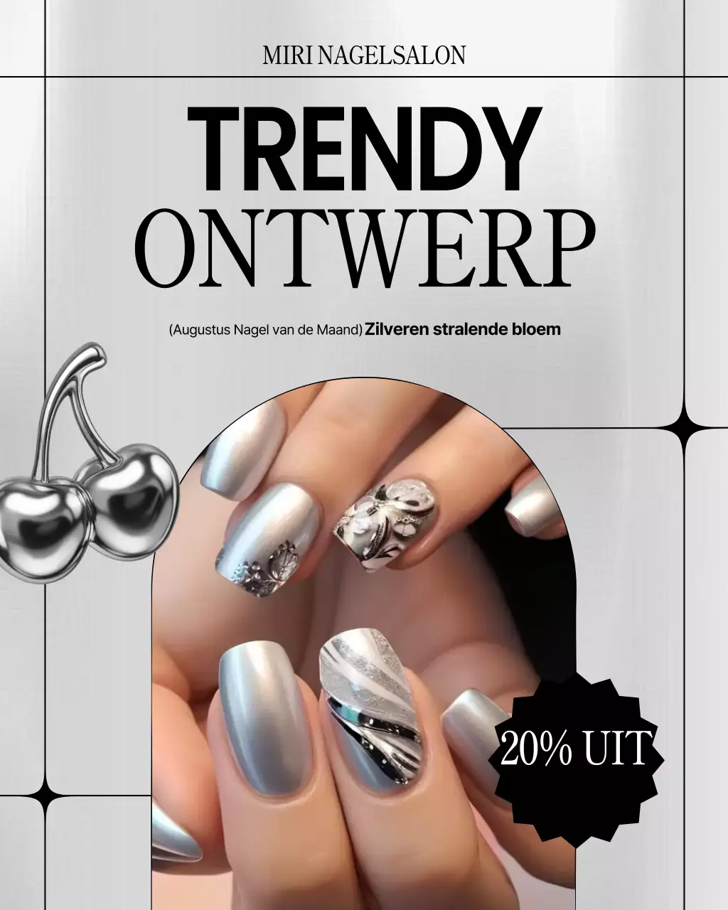 Promotie van moderne zwart-witte nagelkunst