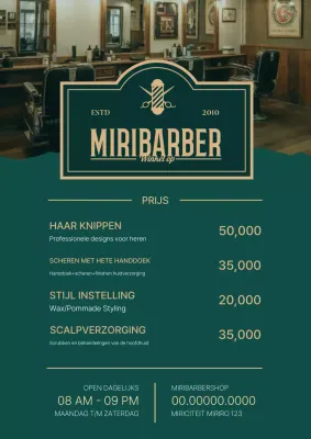 Menu van Green Vintage Beauty Salon