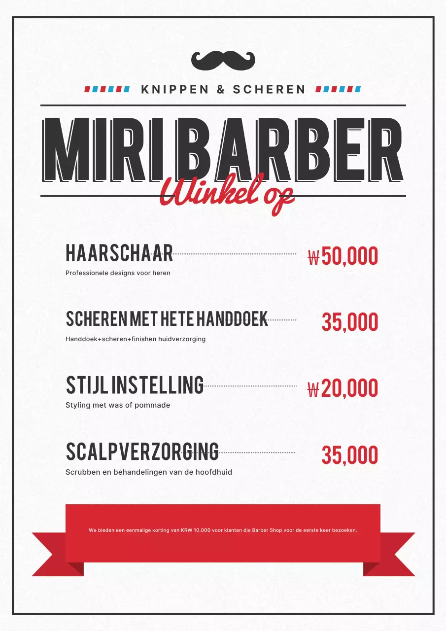 Menu van Black Simple Beauty Salon