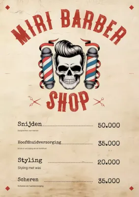 Beige Vintage Kapperszaak Menu