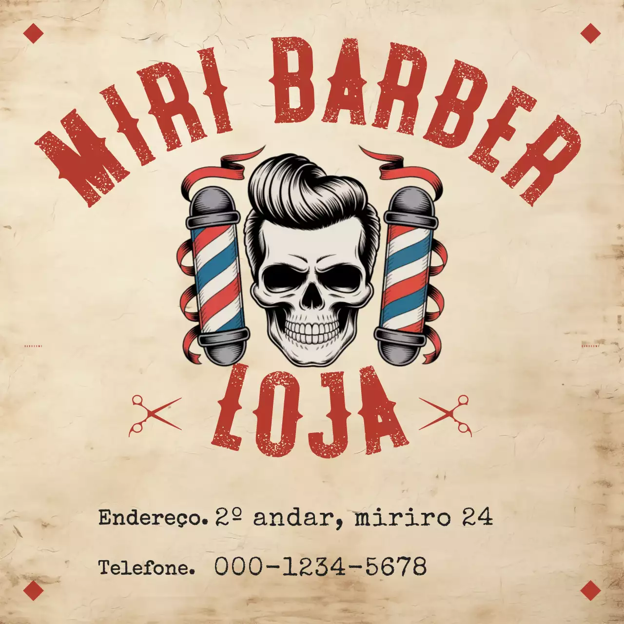Logotipo de barbearia vintage bege