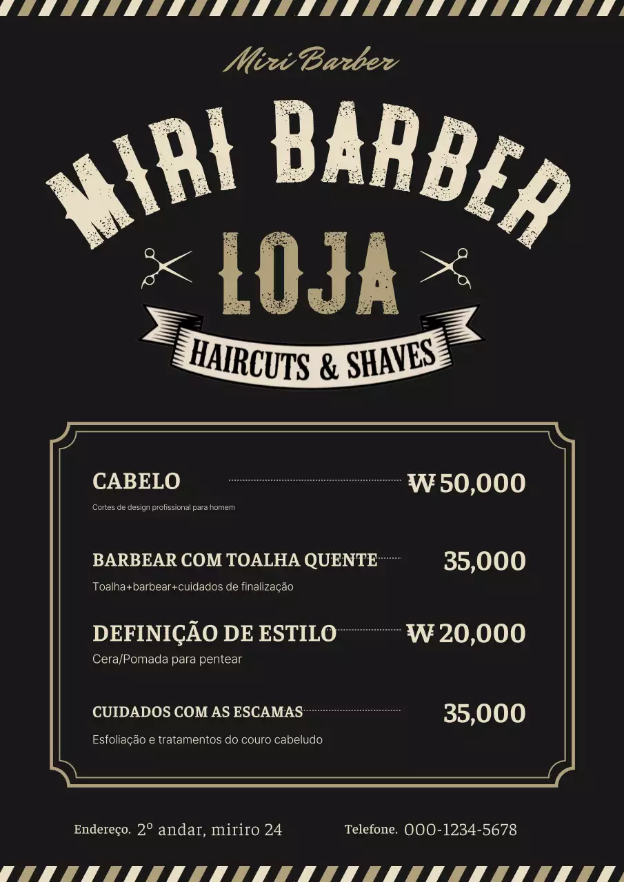 Anúncio de barbearia vintage preta