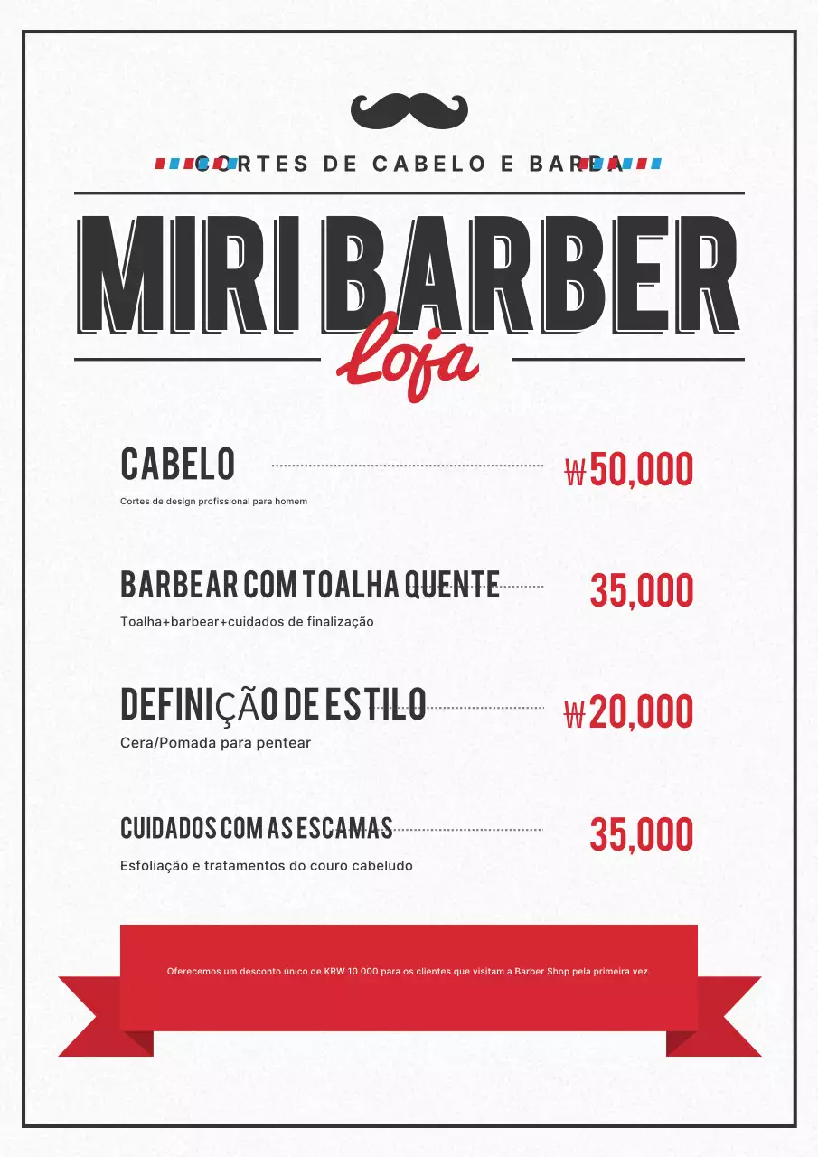 Cardápio do Salão de Beleza Black Simple
