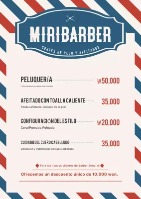 Menú de la barbería Blue Vintage