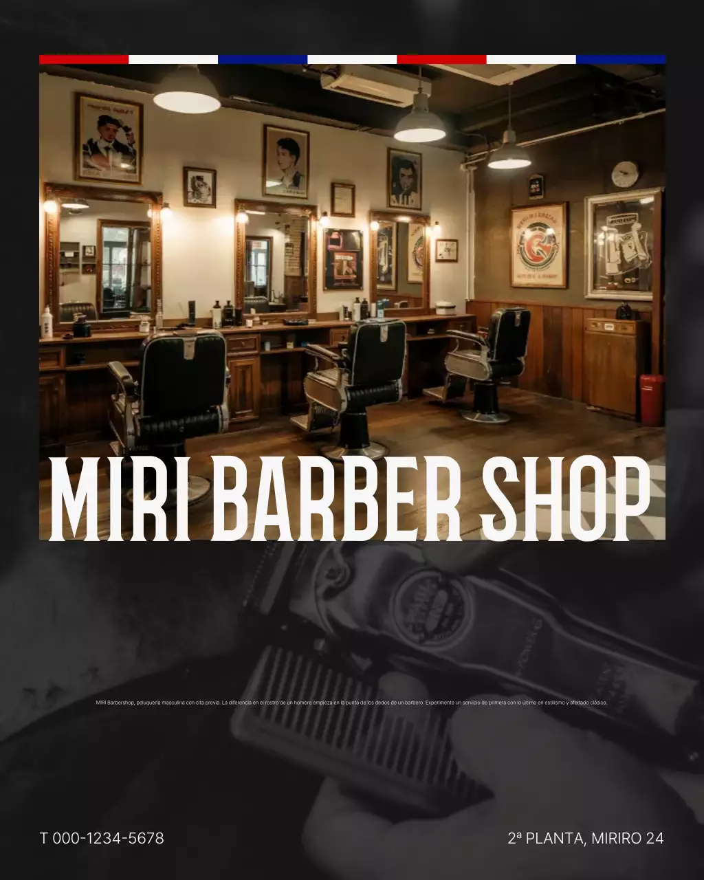 Promoción de barbería moderna gris