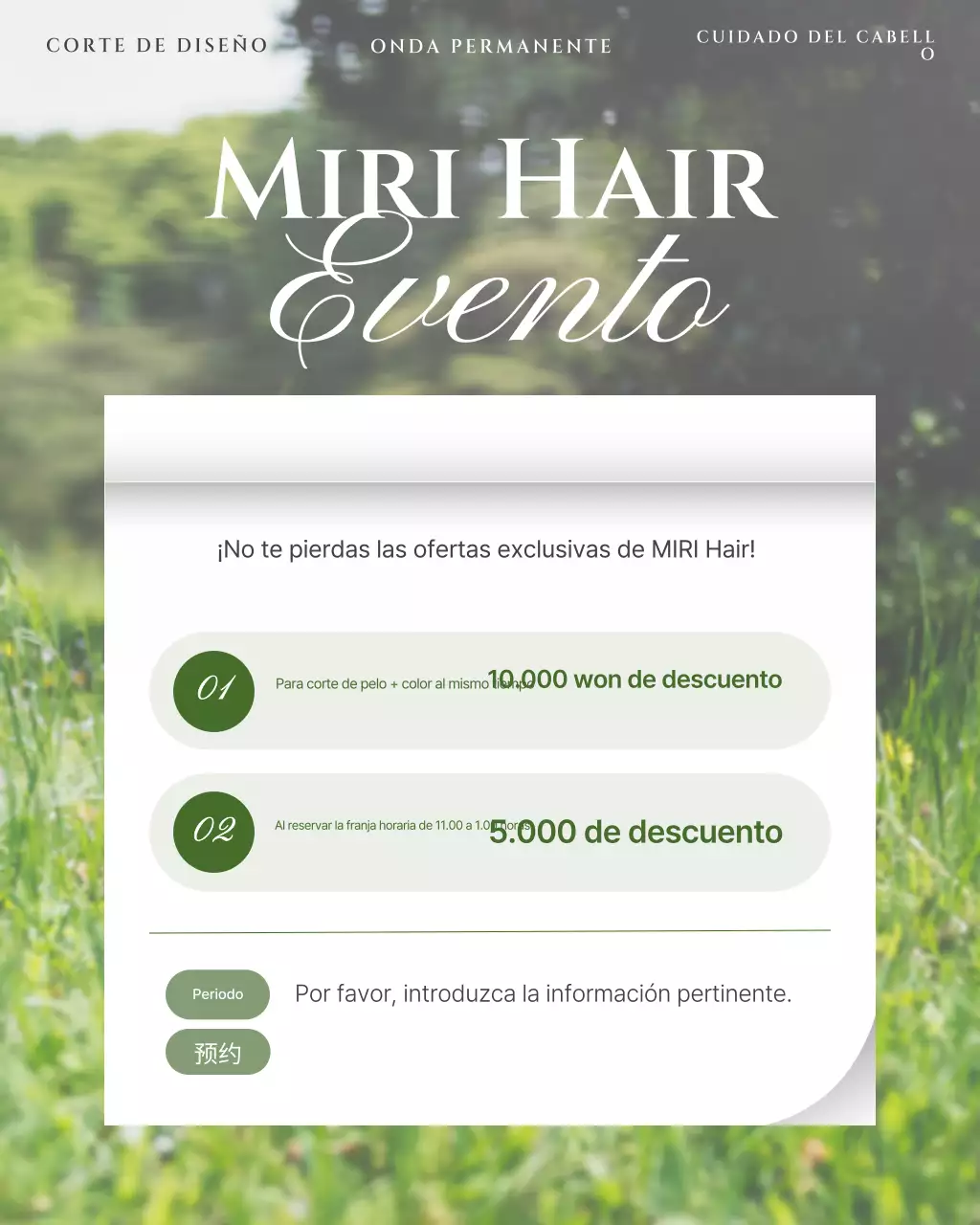 Evento de descuento en Green Clean Beauty Salon
