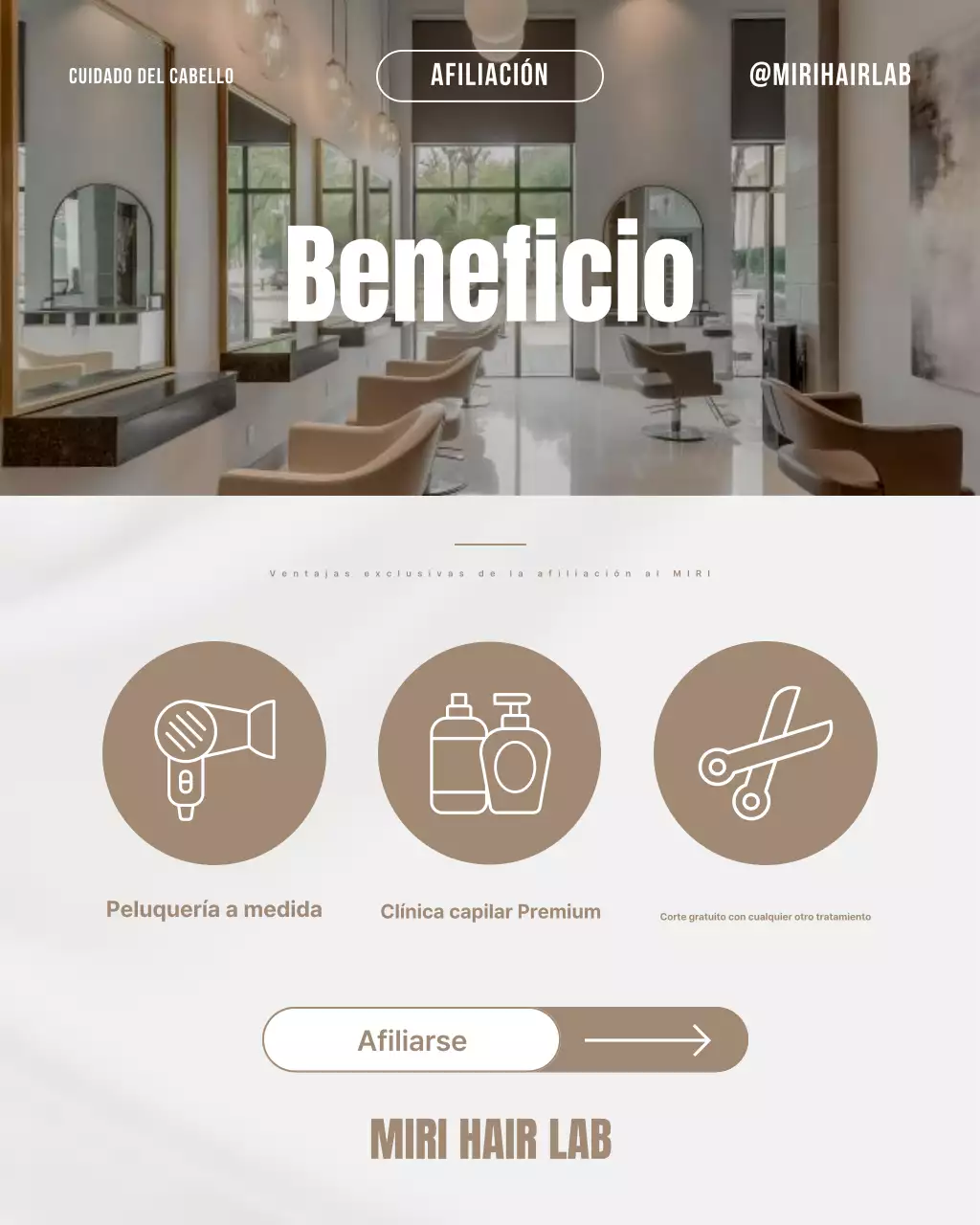 Anuncio de cuidado del cabello moderno beige