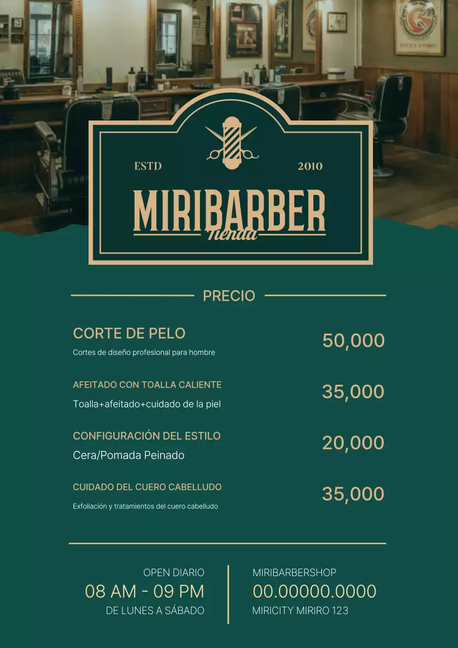 Menú del salón de belleza Green Vintage