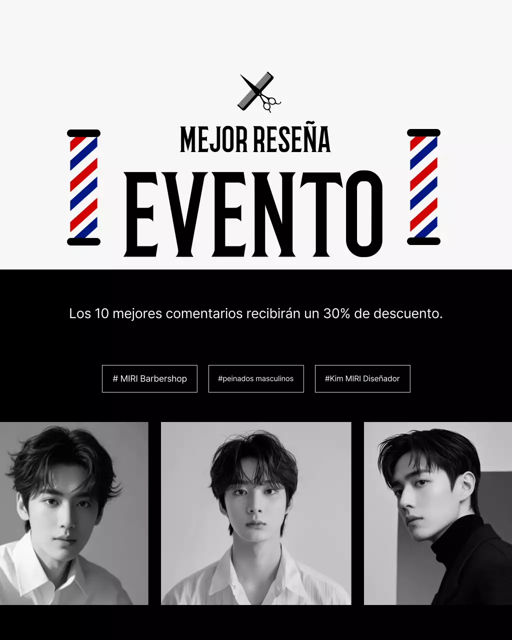 Promoción de barbería moderna gris