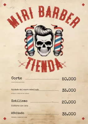Menú de la barbería vintage beige