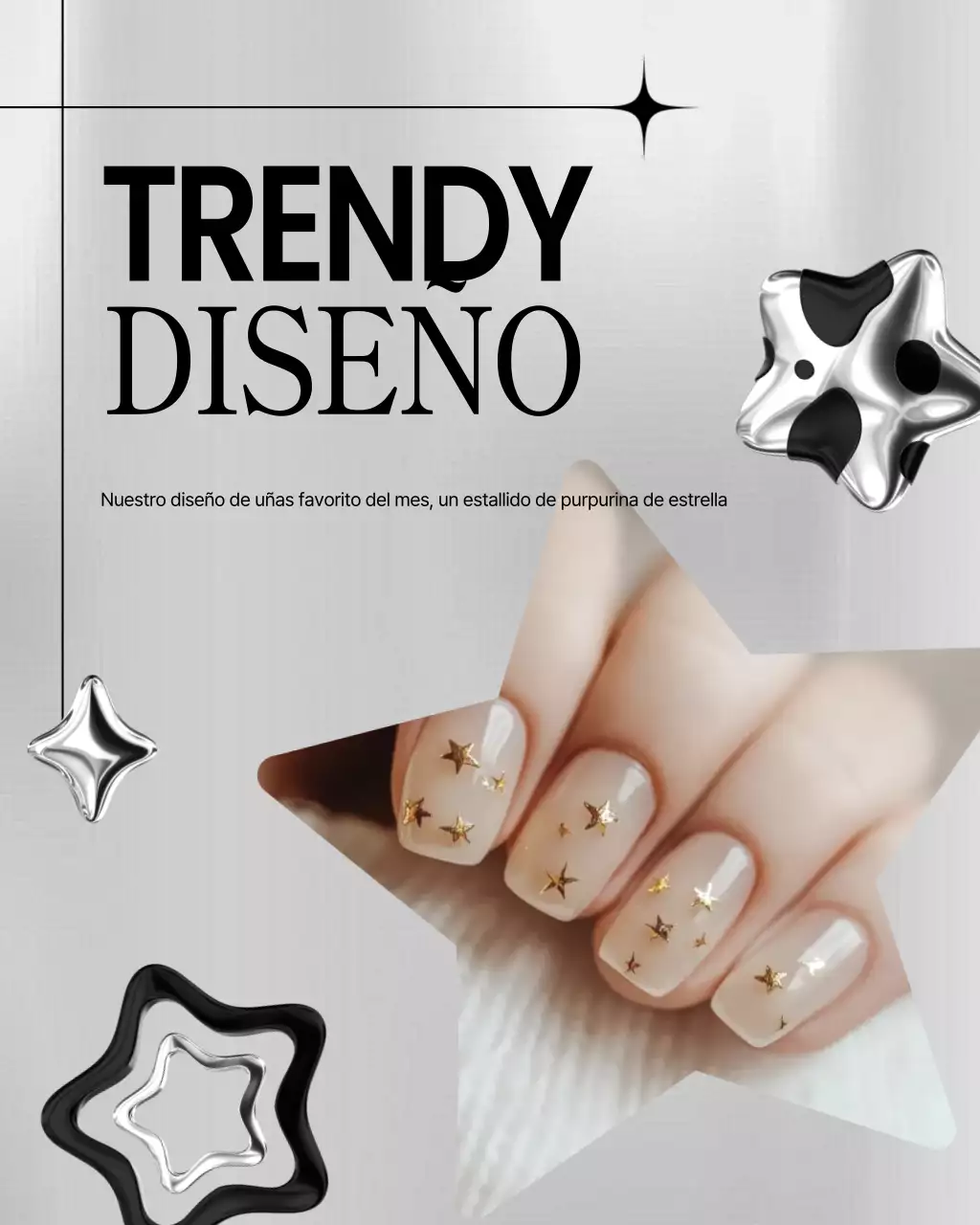 Promoción de arte de uñas moderno en blanco y negro