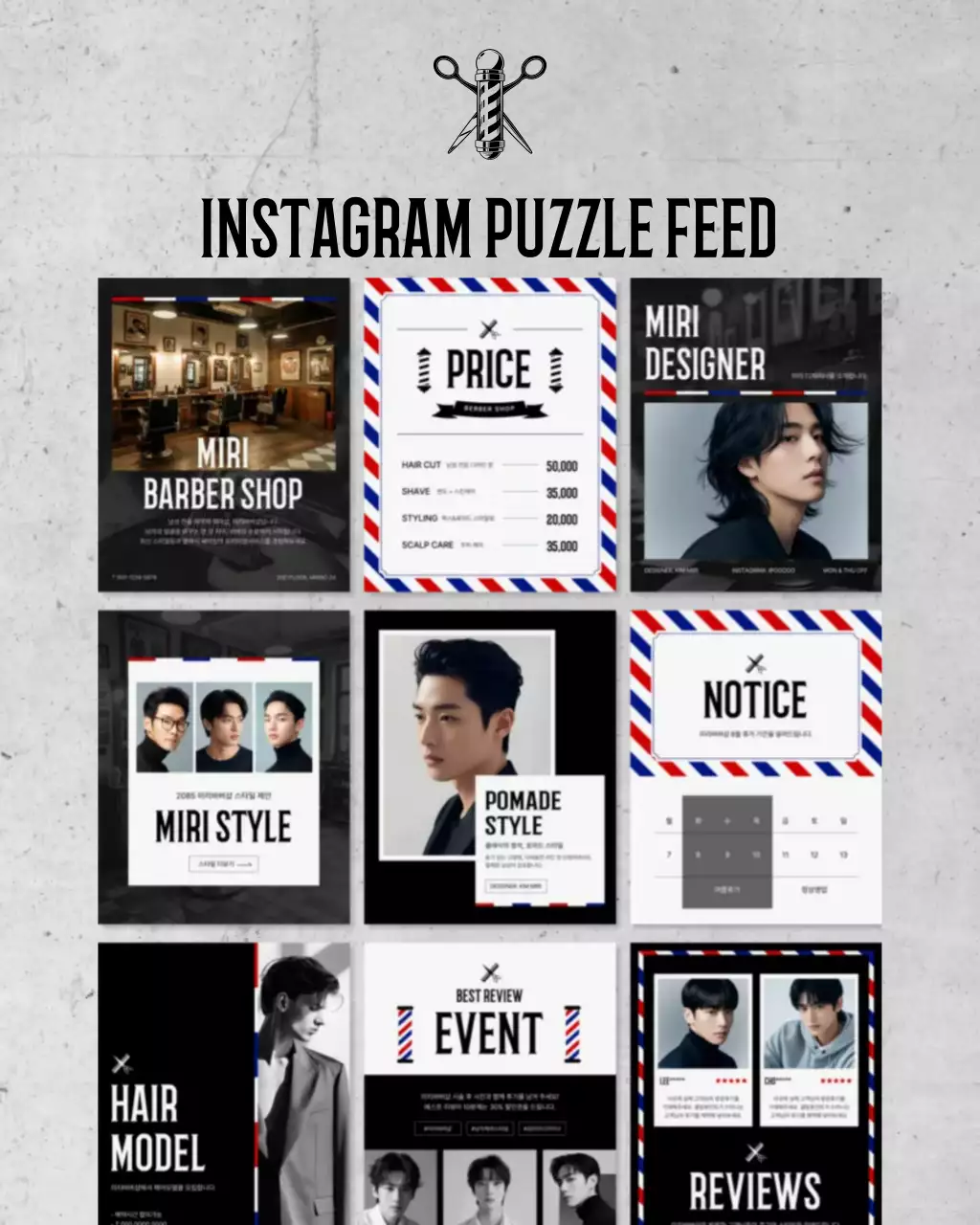 Promoción de barbería moderna gris