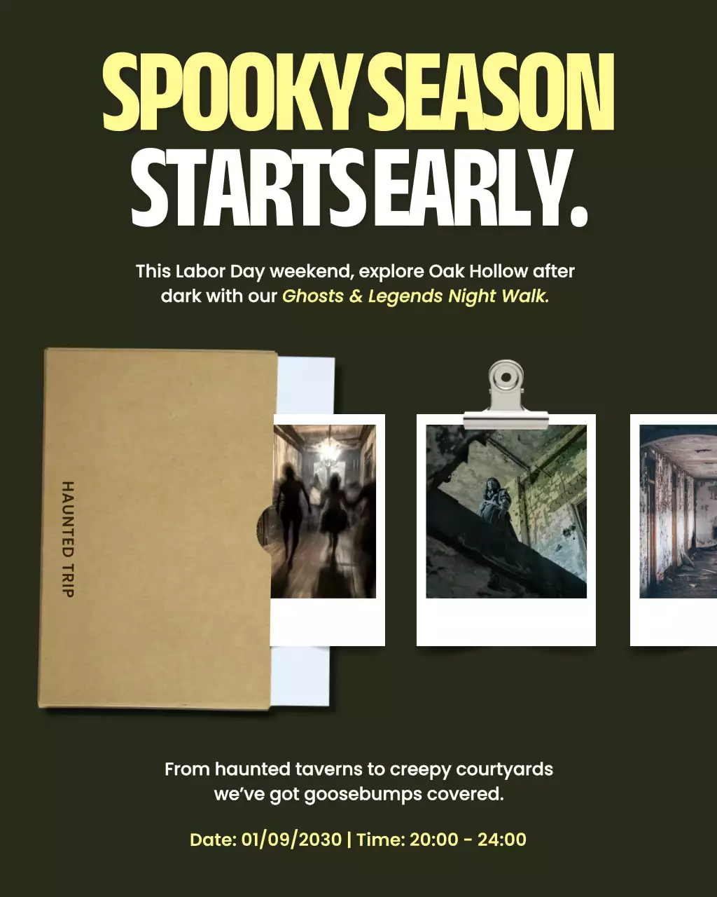 Green Vintage Haunted Event Instagram Post