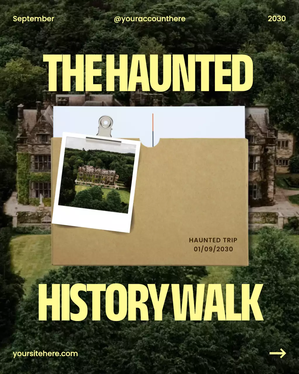 Green Vintage Haunted Event Instagram Post