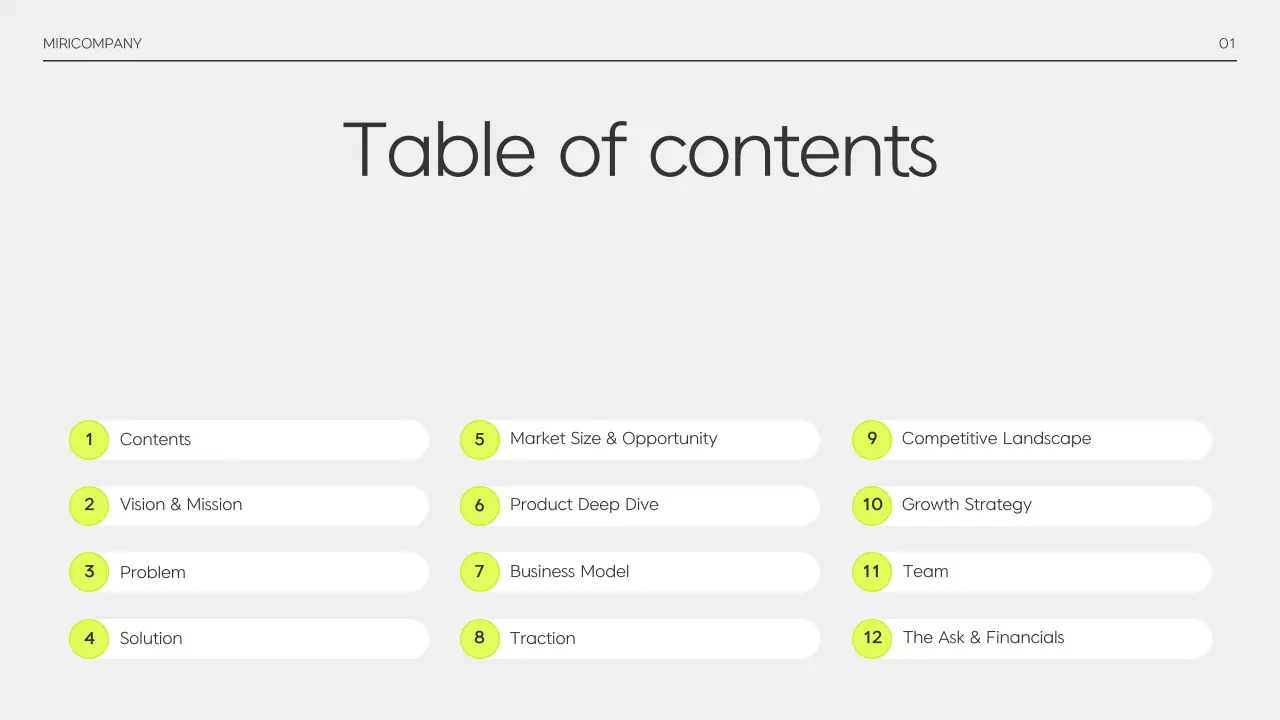 연두 미니멀 투자 기획서 IR