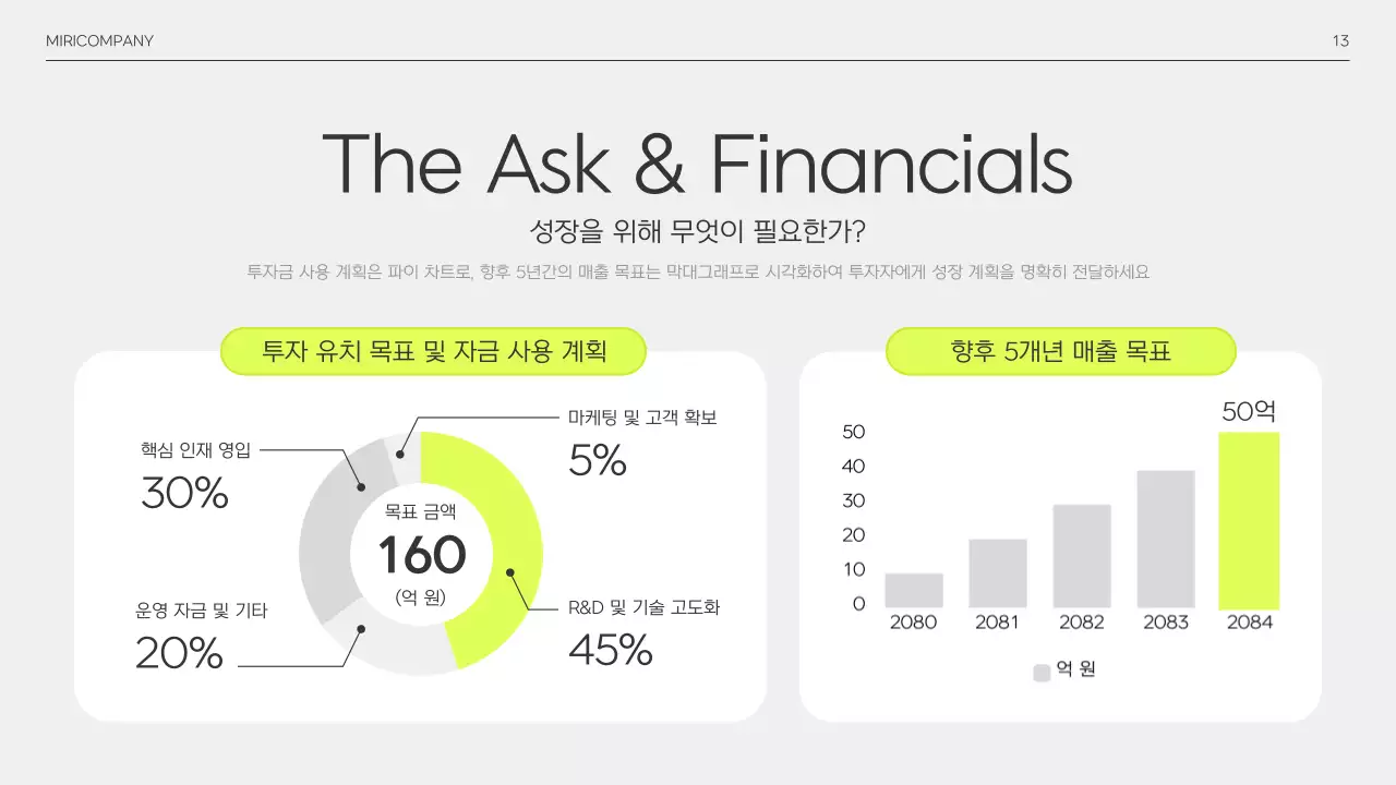 연두 미니멀 투자 기획서 IR