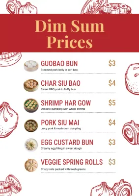 Red Traditional Dim Sum Menu Poster