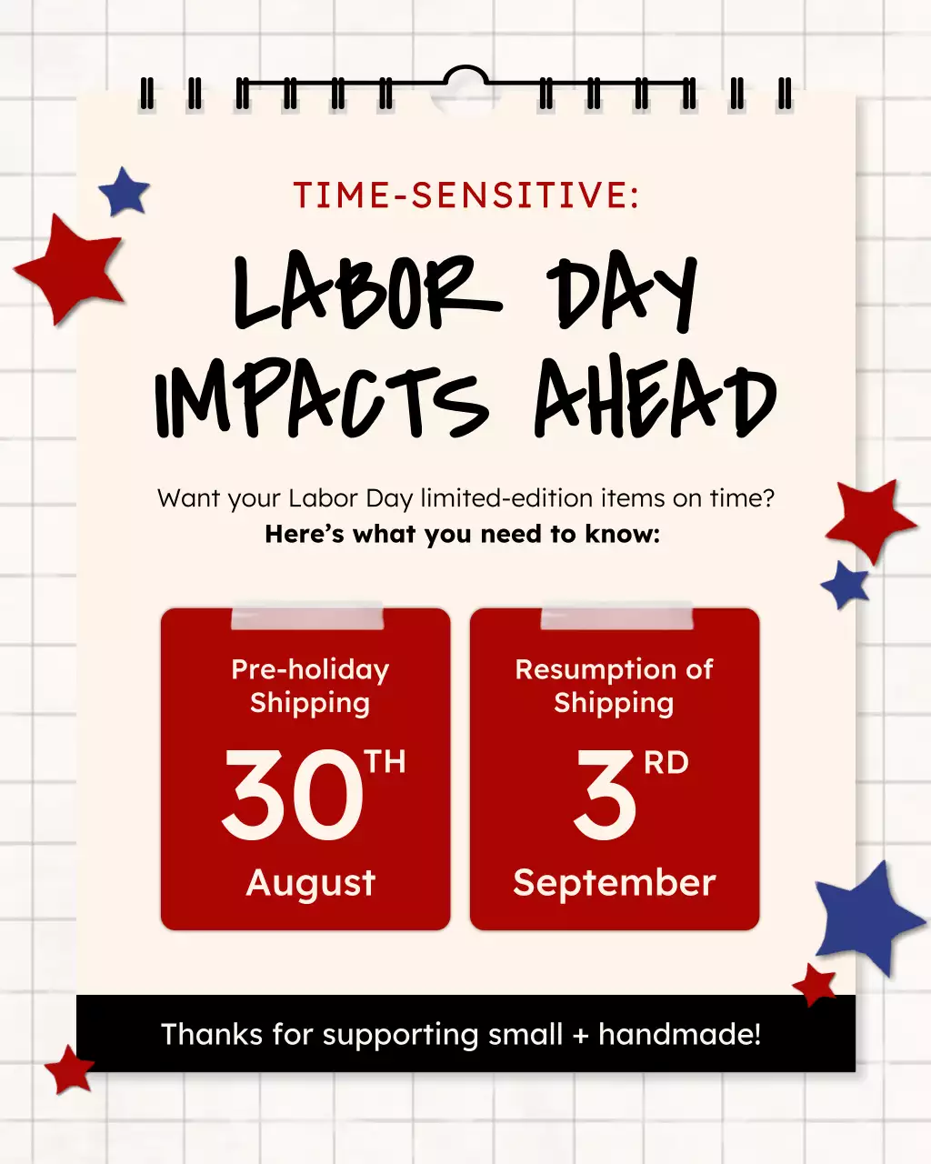Red Modern Craft Holiday Announcement Instagram Post