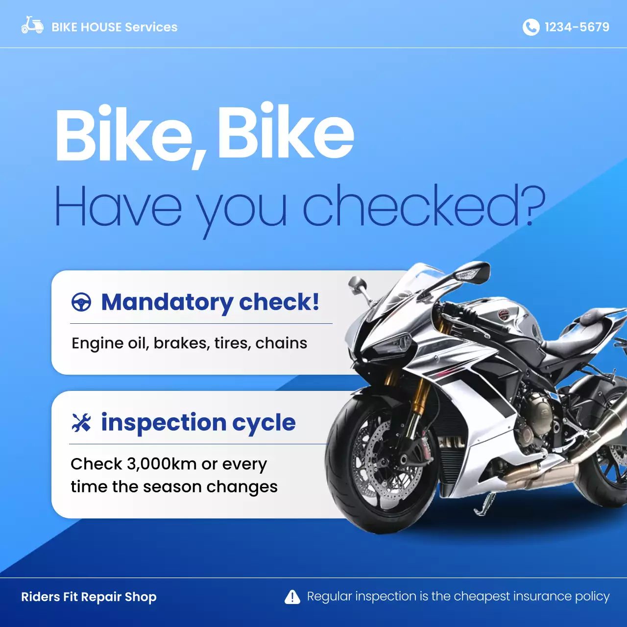 blue modern motorcycle advertisement