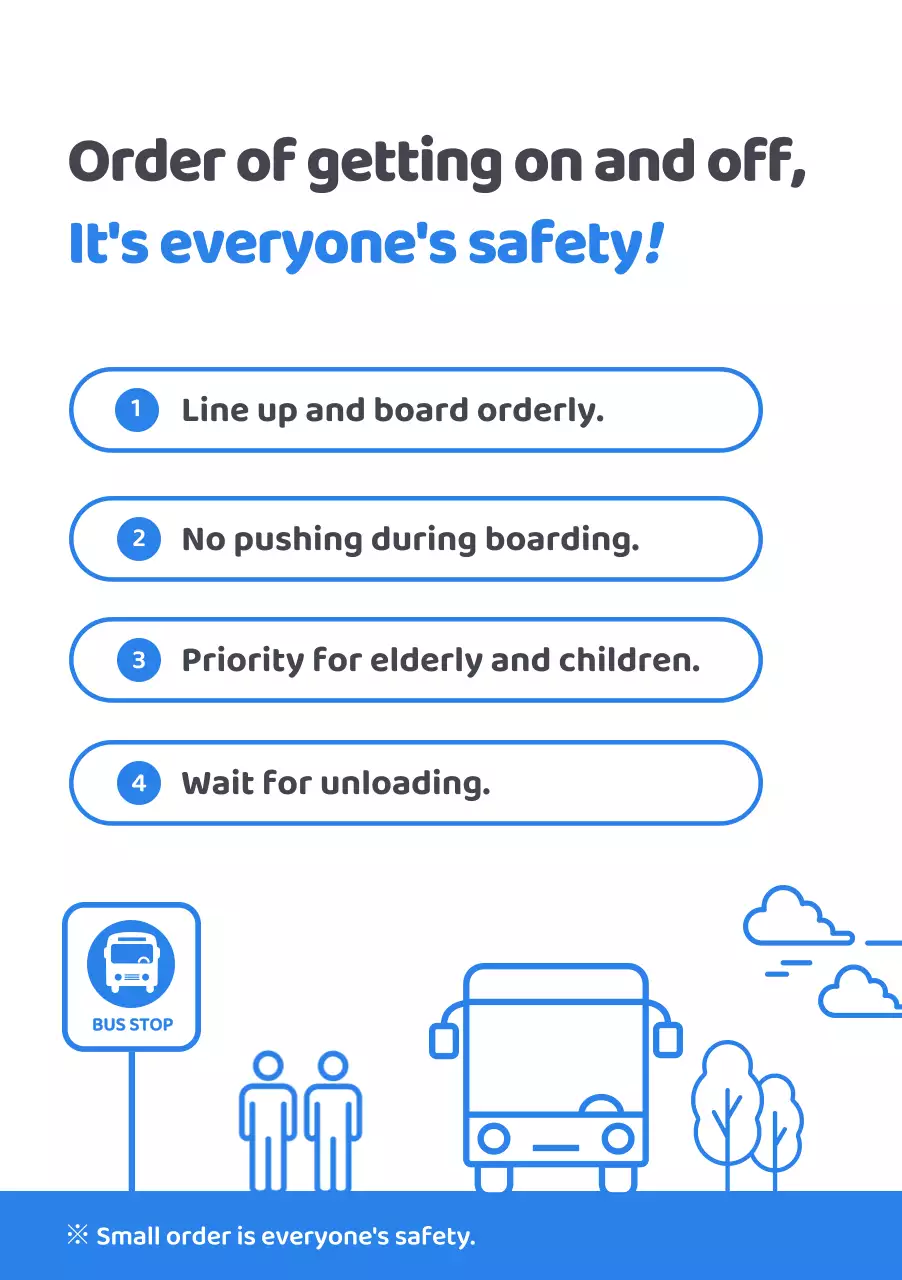 thông báo an toàn xe buýt đơn giản màu xanh