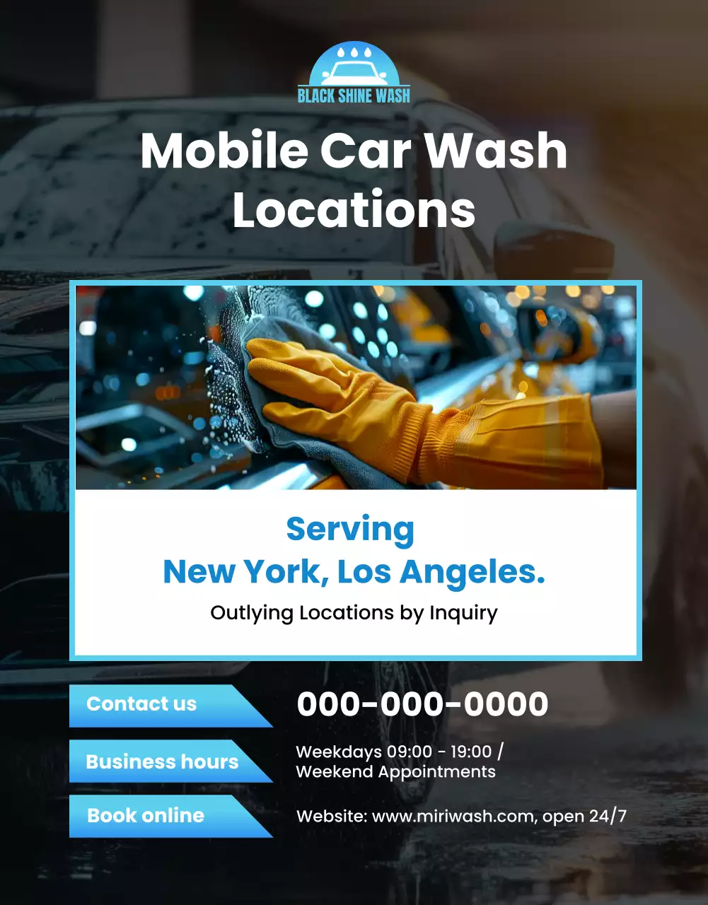 promosi cuci mobil modern biru