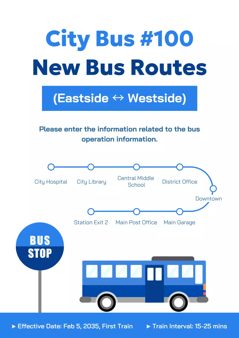 blue modern transit announcement