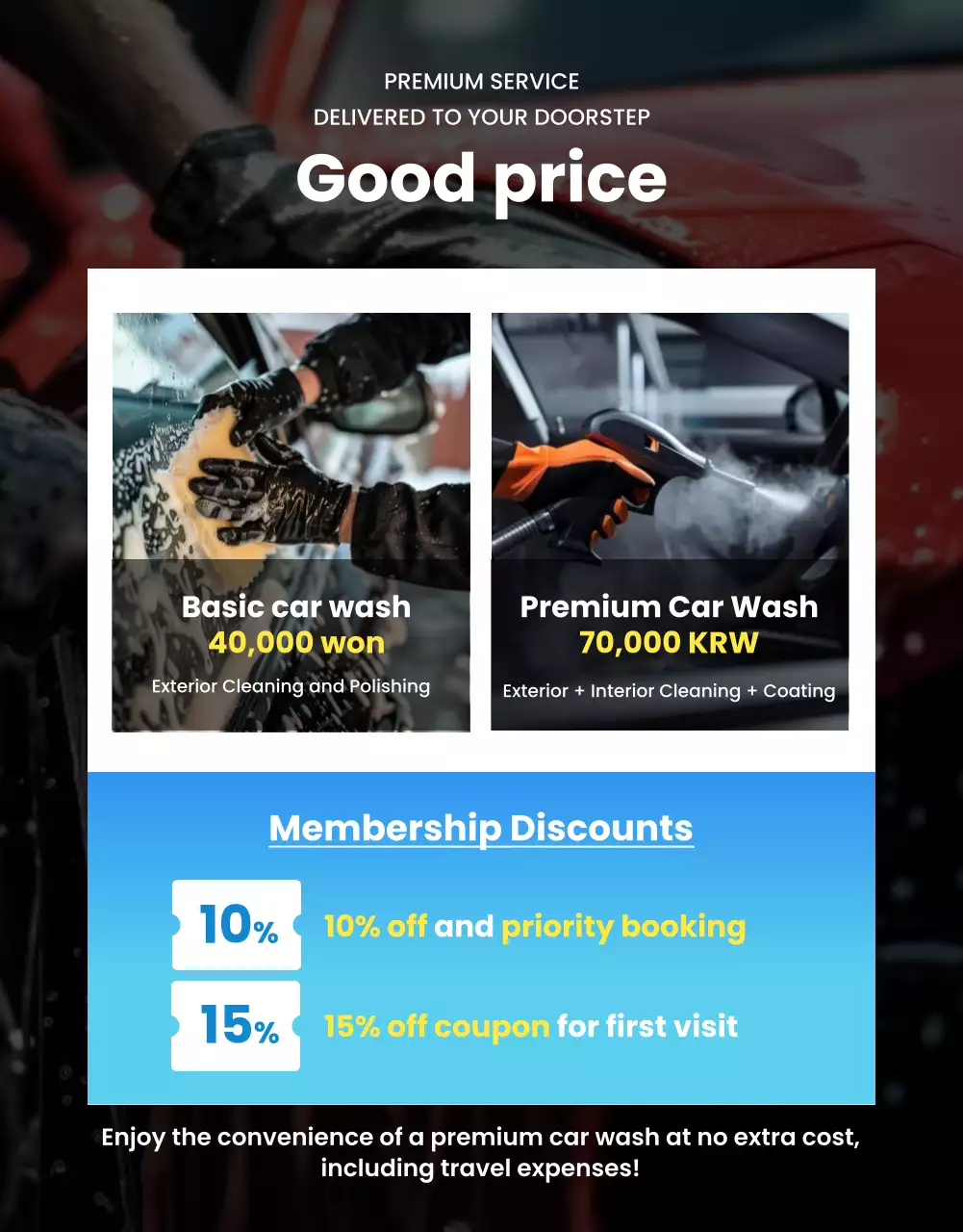 promosi cuci mobil modern biru