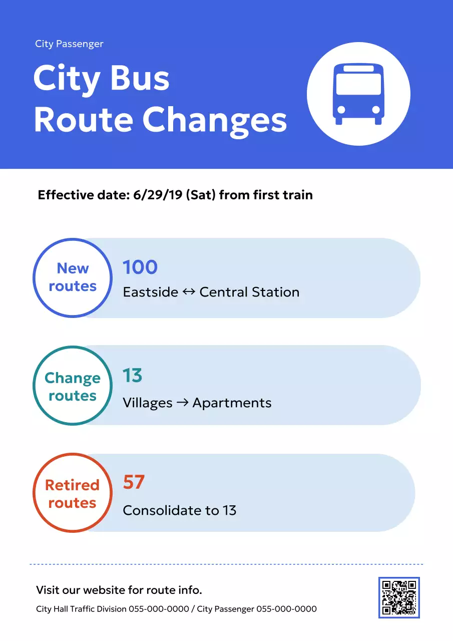 blue modern transportation notice