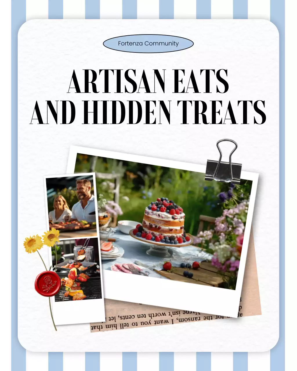 Blue and White Scrapbook Polaroid Labor Day Food Local Activities Instagram Carousel Post