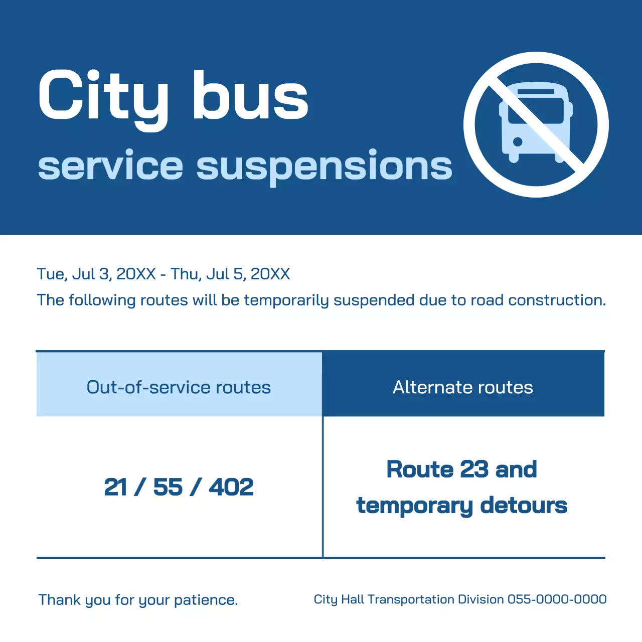 pengumuman transportasi modern biru