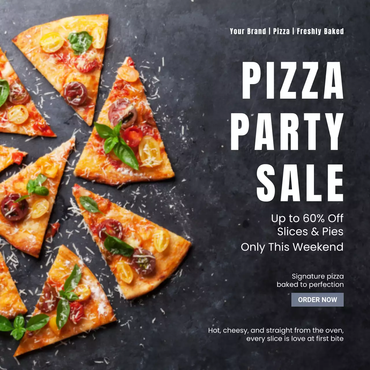 검정 모던 피자 광고