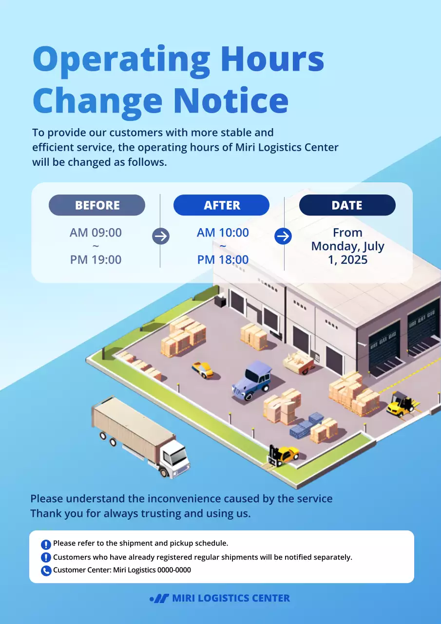 thông báo hậu cần hiện đại màu xanh