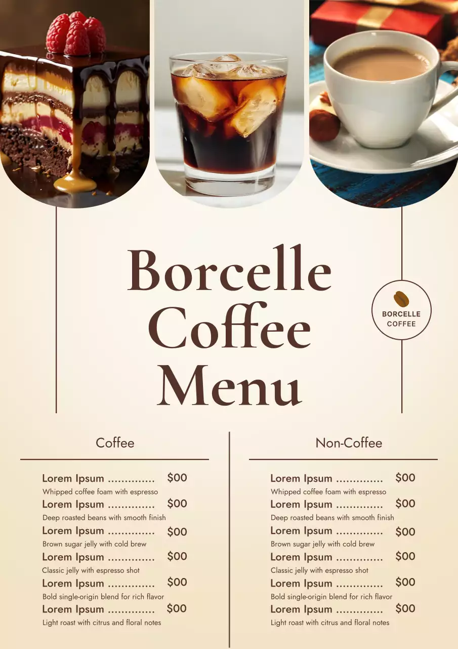 Beige Modern Coffee Menu Poster