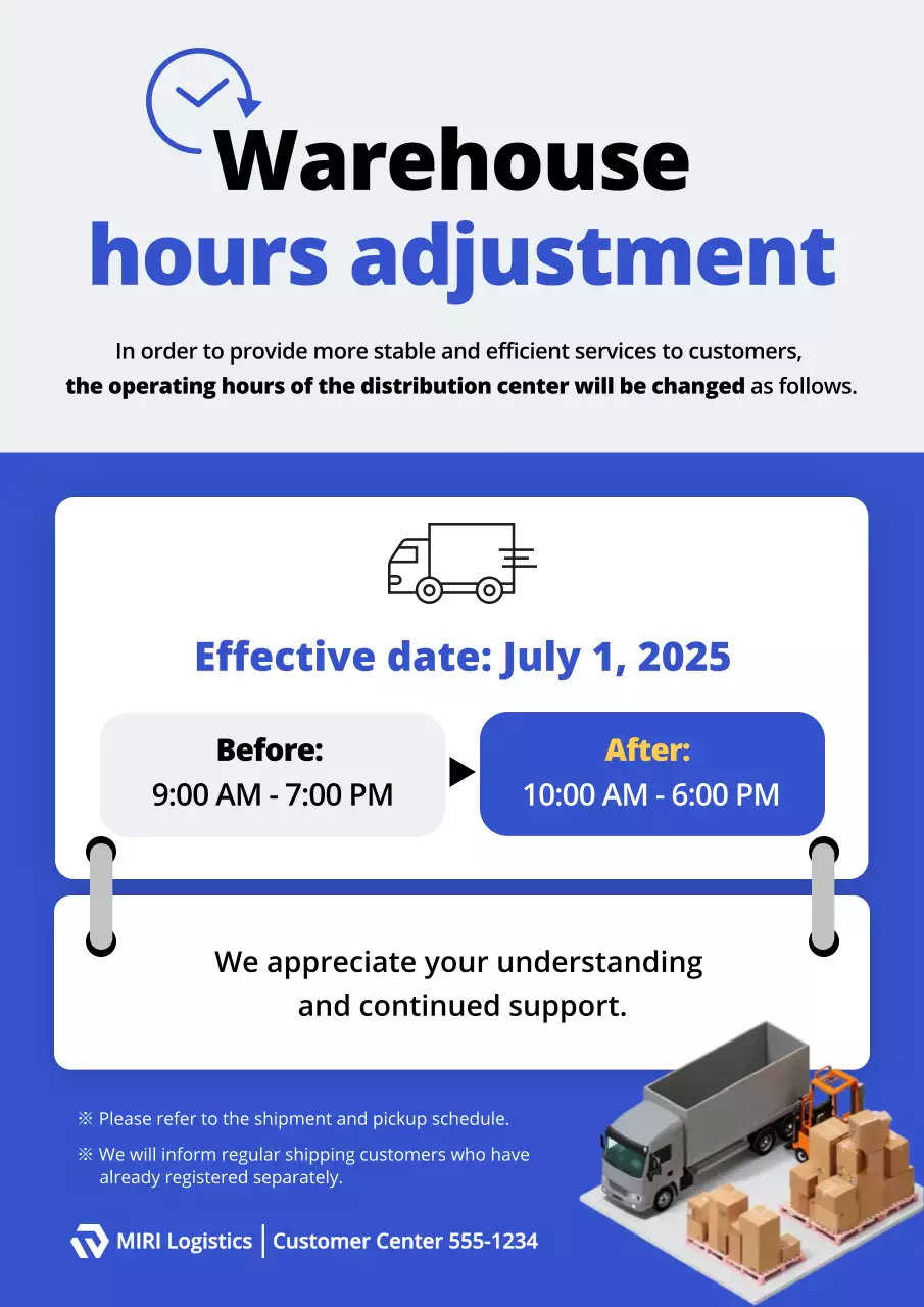 thông báo hậu cần hiện đại màu xanh