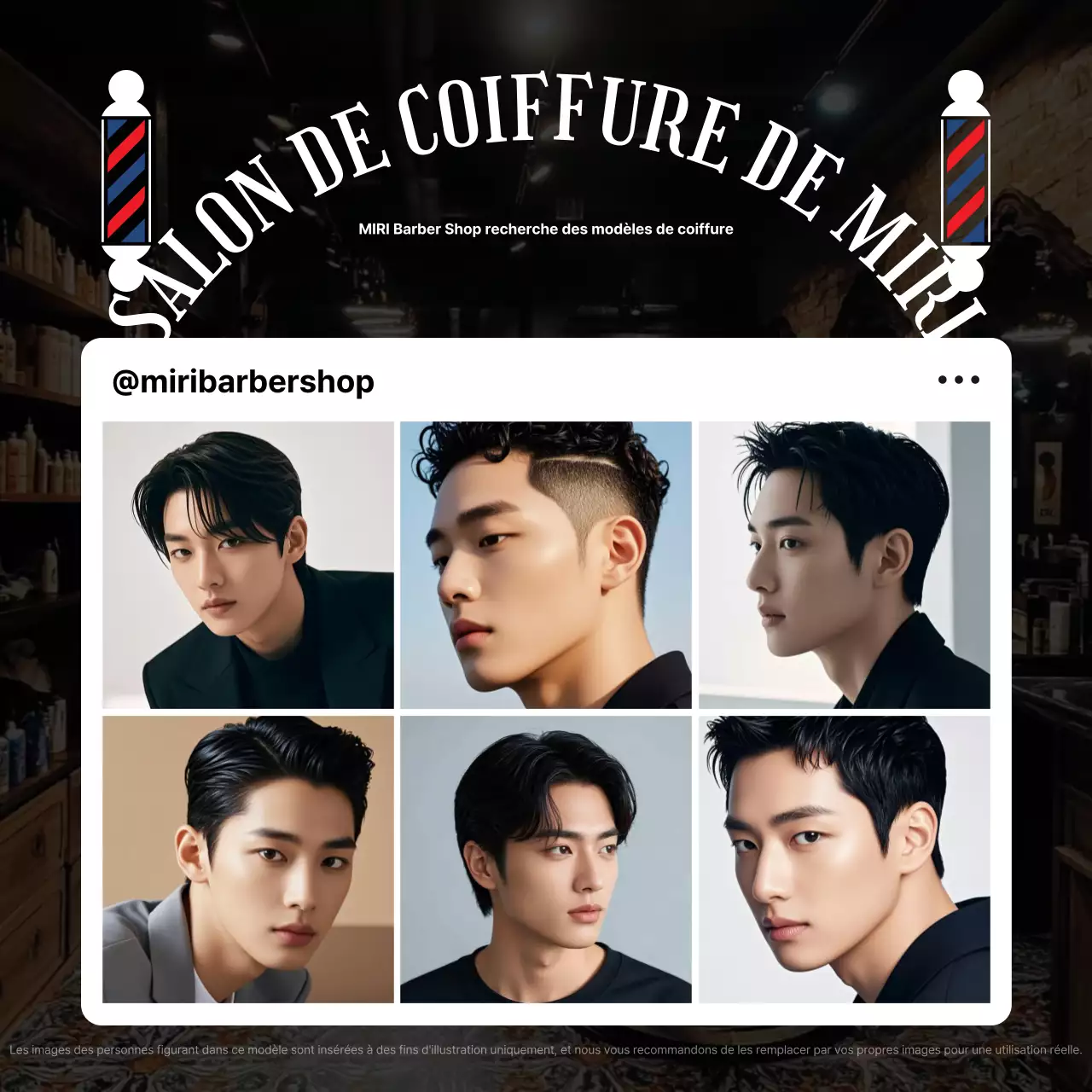 Recrutement de mannequins aux cheveux noirs modernes