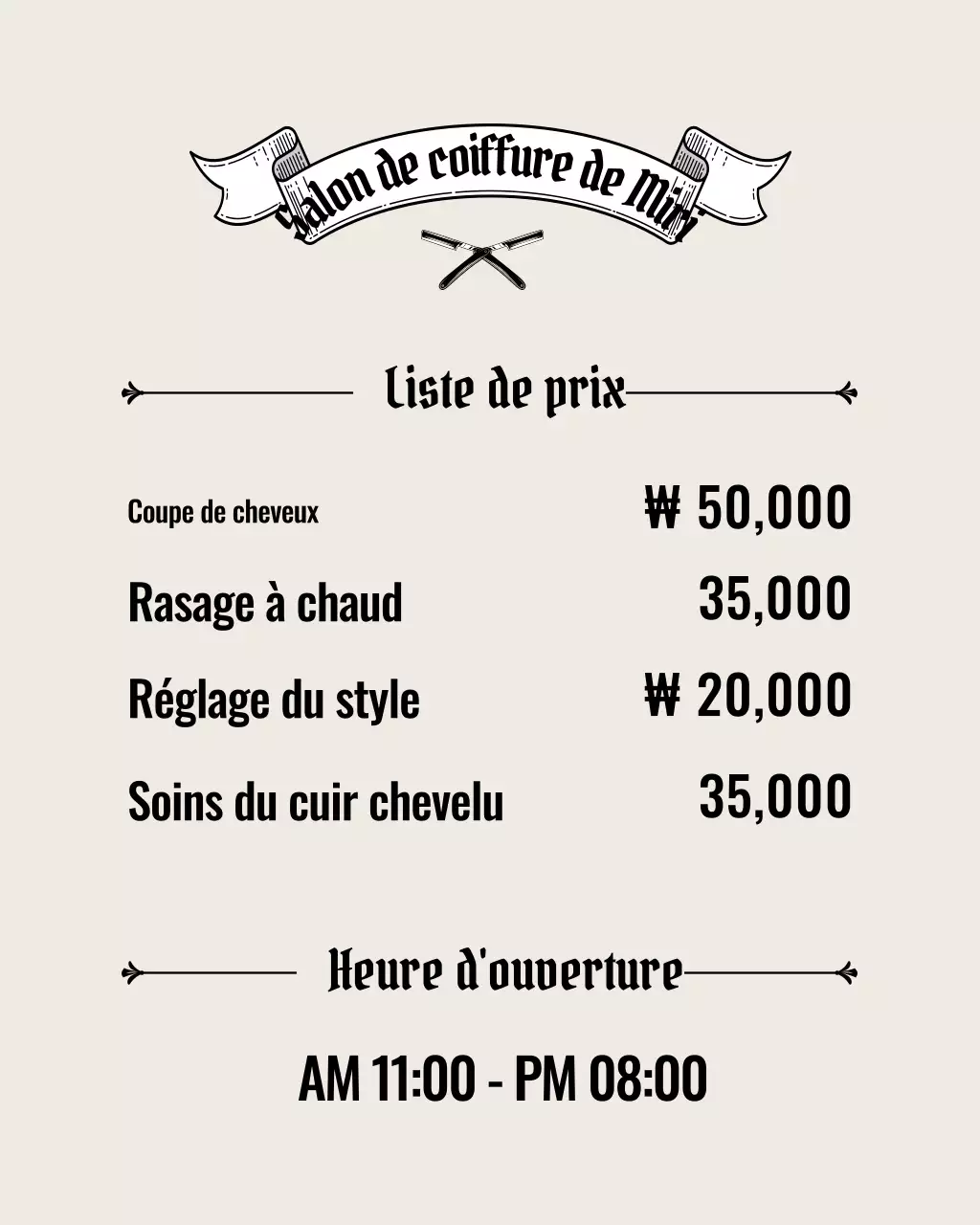 Promotion du salon de coiffure Black Simple