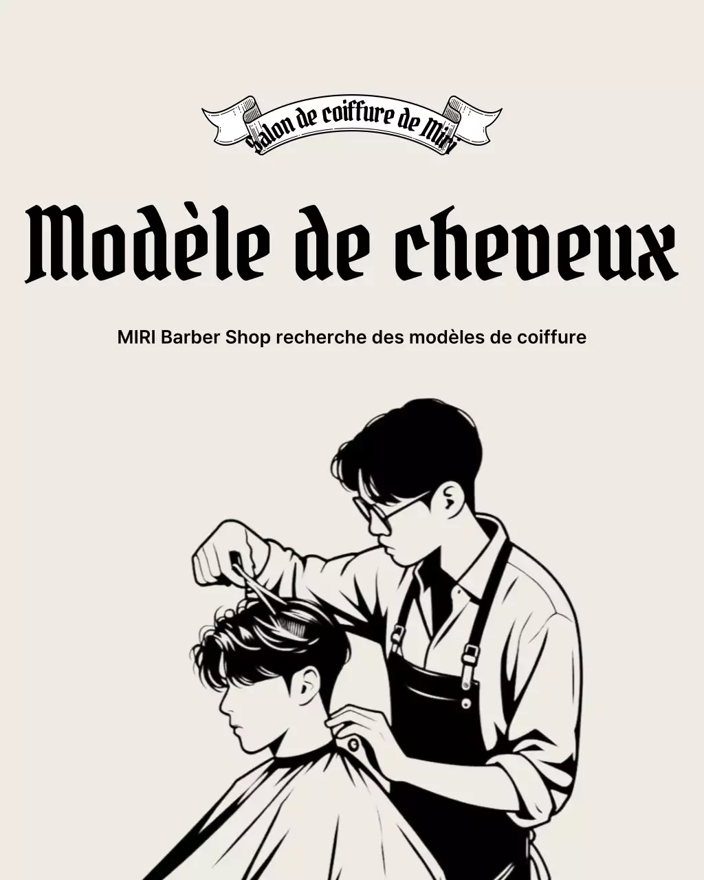 Promotion du salon de coiffure Black Simple