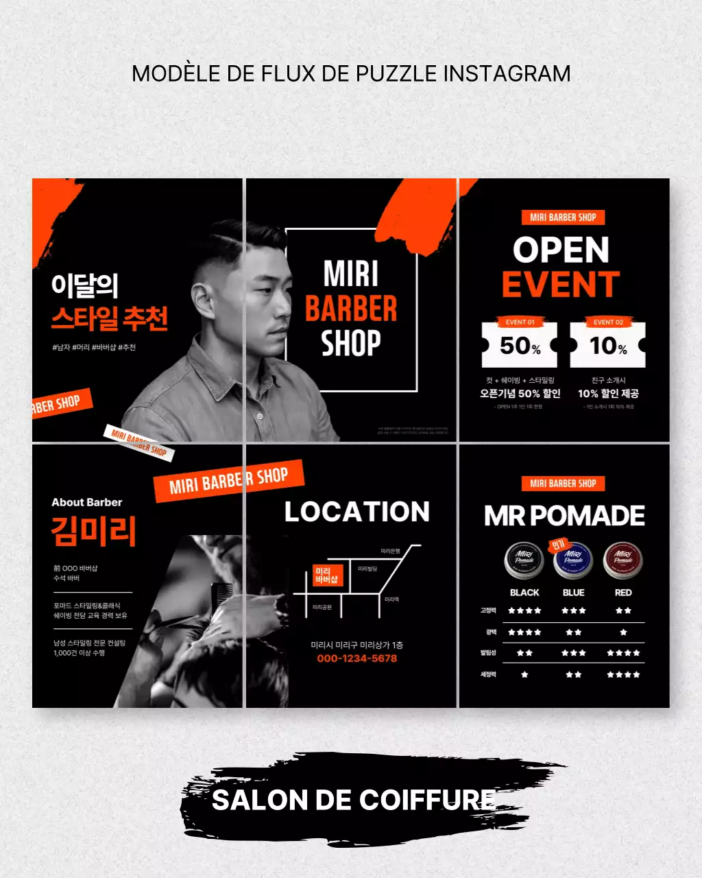 Publicité pour un salon de coiffure moderne et noir