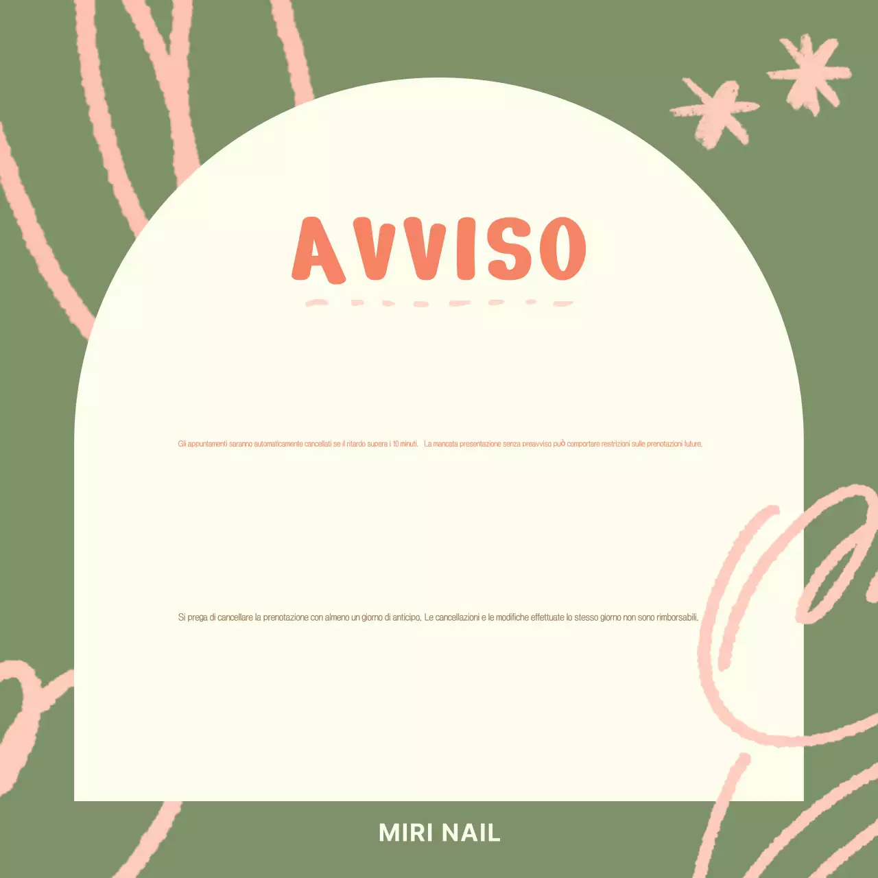 Avviso del negozio di unghie semplici color cachi