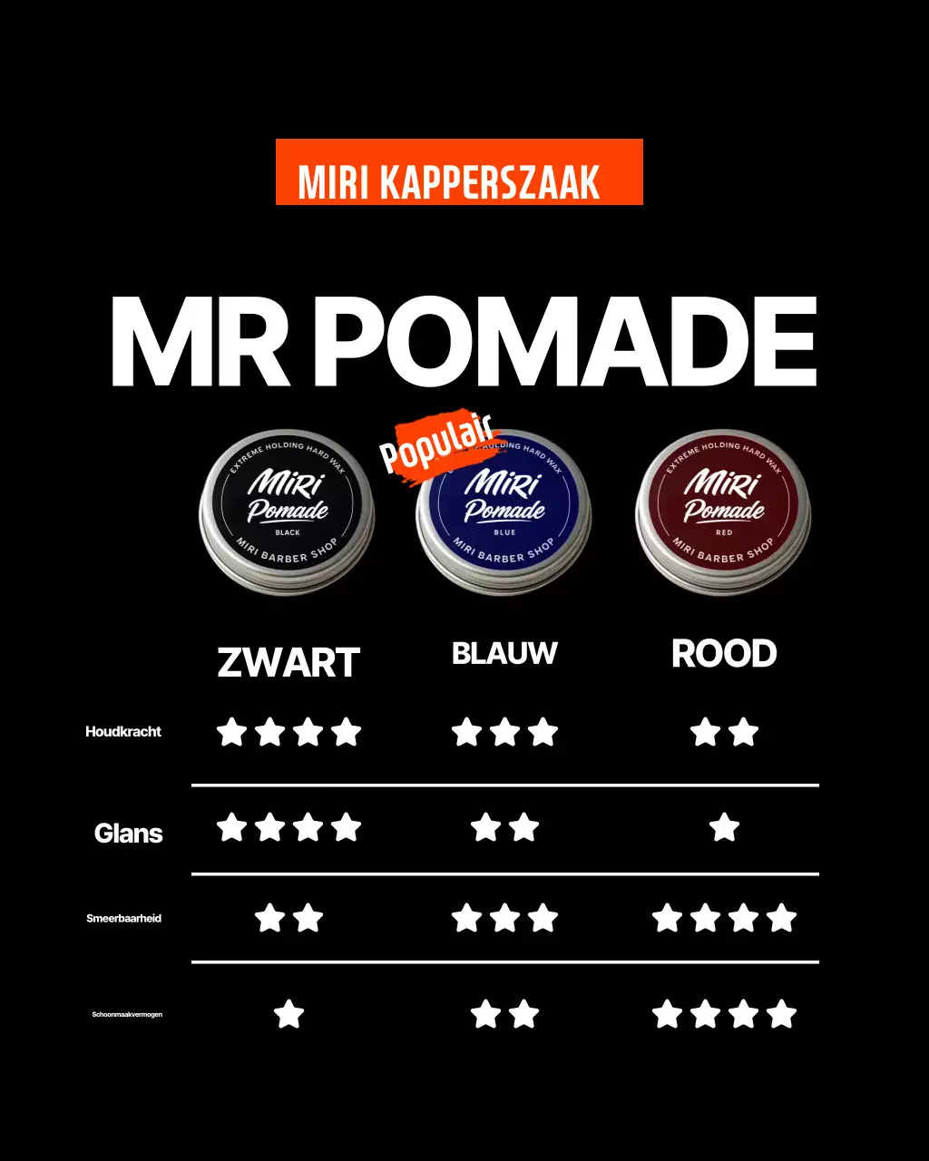 Zwarte moderne kapperszaak advertentie