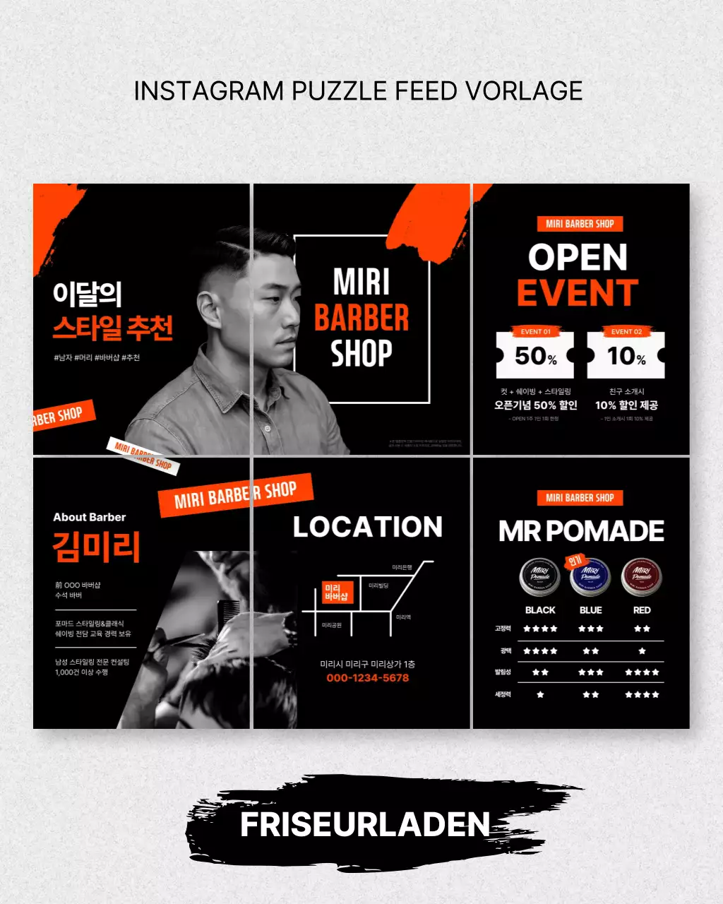 Schwarze moderne Barbershop-Werbung