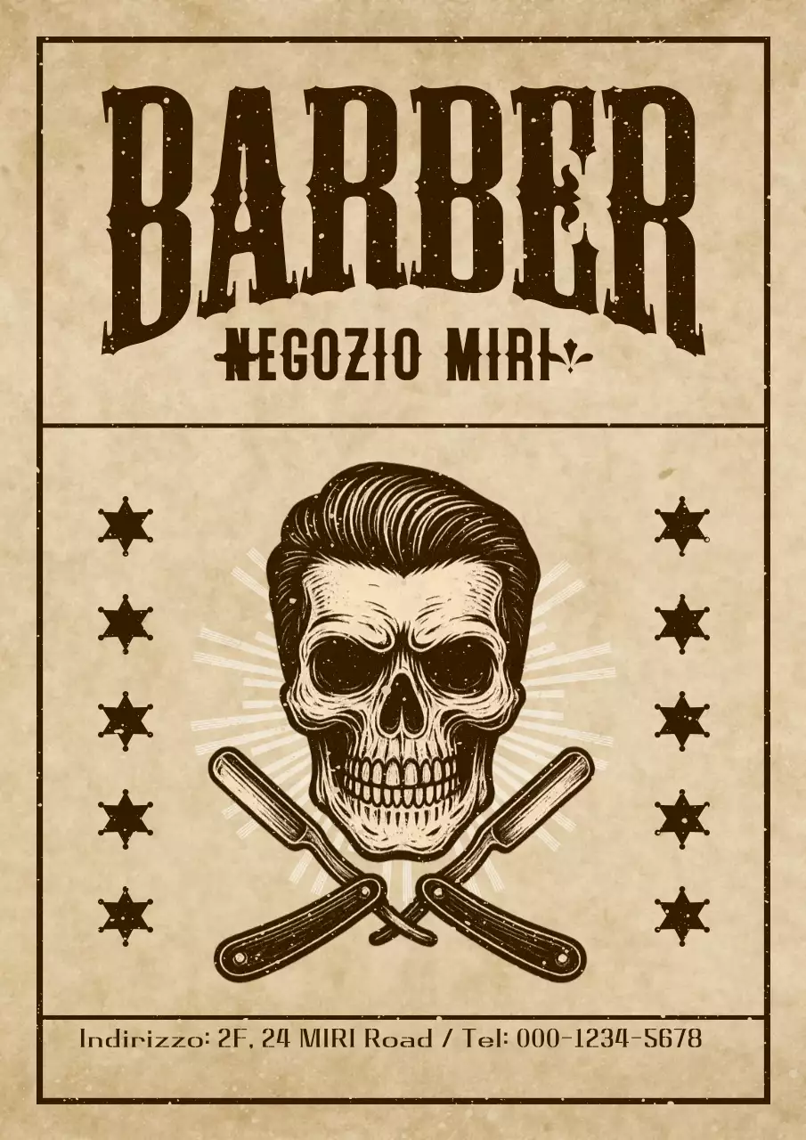 Pubblicità vintage di un barbiere marrone